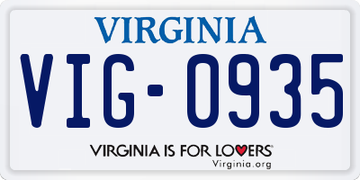 VA license plate VIG0935