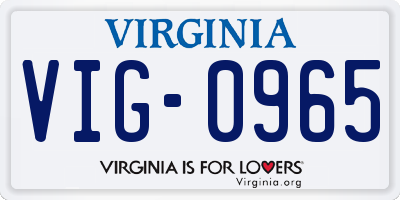 VA license plate VIG0965