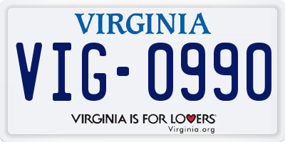 VA license plate VIG0990