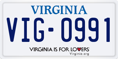 VA license plate VIG0991