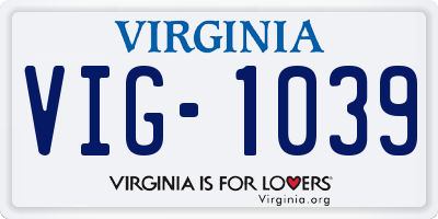 VA license plate VIG1039