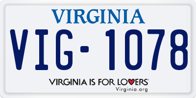 VA license plate VIG1078