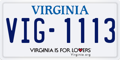 VA license plate VIG1113