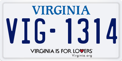VA license plate VIG1314