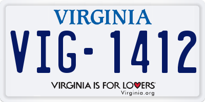 VA license plate VIG1412