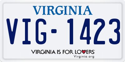 VA license plate VIG1423