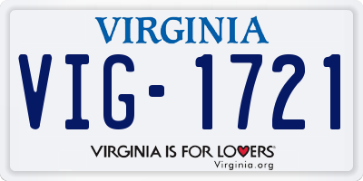 VA license plate VIG1721