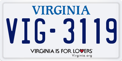 VA license plate VIG3119
