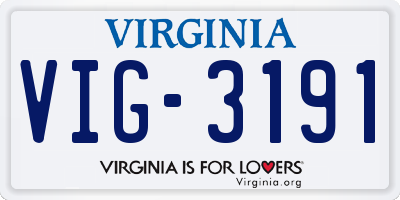 VA license plate VIG3191