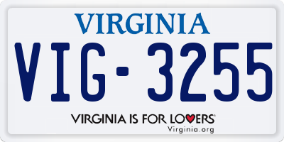 VA license plate VIG3255
