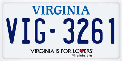 VA license plate VIG3261
