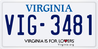 VA license plate VIG3481