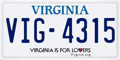 VA license plate VIG4315