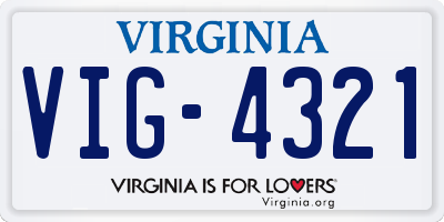 VA license plate VIG4321