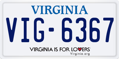 VA license plate VIG6367