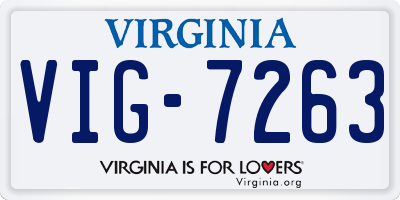 VA license plate VIG7263