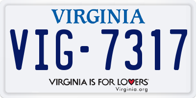 VA license plate VIG7317
