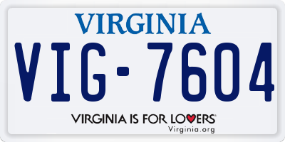 VA license plate VIG7604