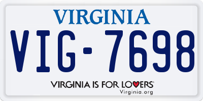 VA license plate VIG7698