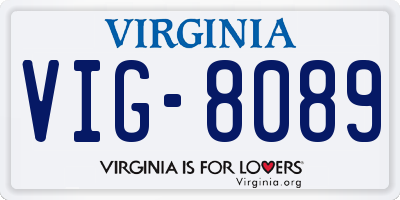 VA license plate VIG8089