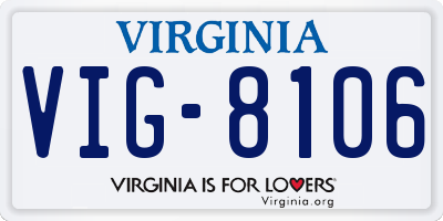 VA license plate VIG8106