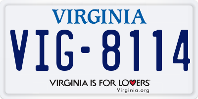 VA license plate VIG8114