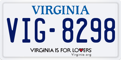 VA license plate VIG8298