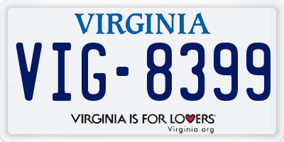 VA license plate VIG8399