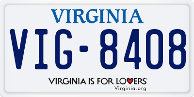 VA license plate VIG8408