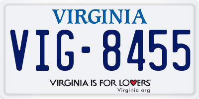 VA license plate VIG8455