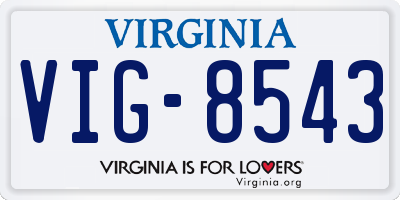 VA license plate VIG8543