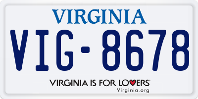 VA license plate VIG8678