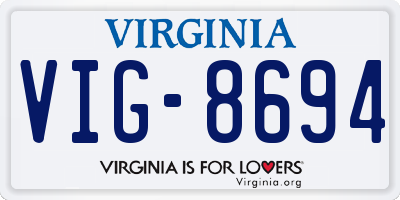 VA license plate VIG8694