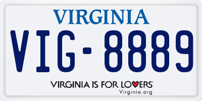 VA license plate VIG8889