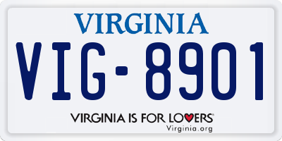 VA license plate VIG8901