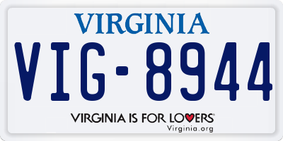VA license plate VIG8944
