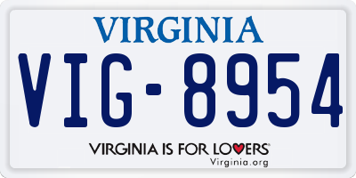 VA license plate VIG8954