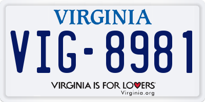 VA license plate VIG8981