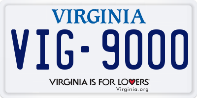 VA license plate VIG9000