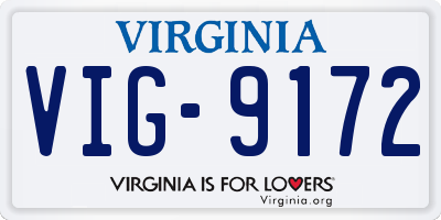 VA license plate VIG9172