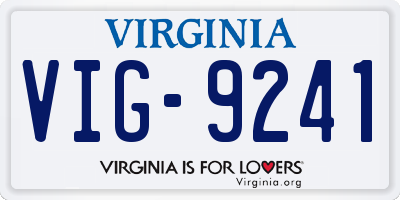 VA license plate VIG9241