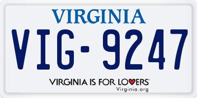 VA license plate VIG9247