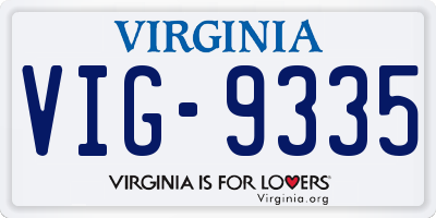 VA license plate VIG9335