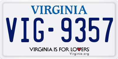 VA license plate VIG9357