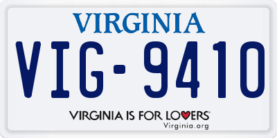 VA license plate VIG9410