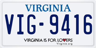 VA license plate VIG9416