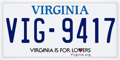 VA license plate VIG9417