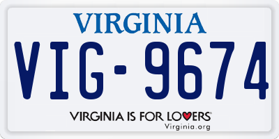VA license plate VIG9674