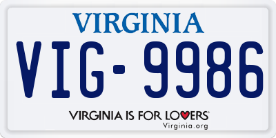 VA license plate VIG9986