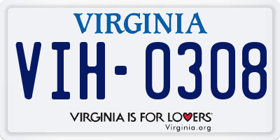 VA license plate VIH0308